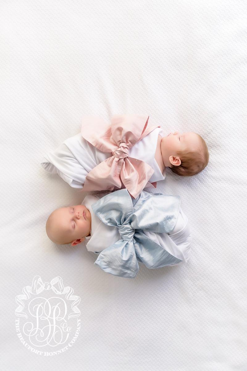 Bow Swaddle ® - Sea Blue Silk