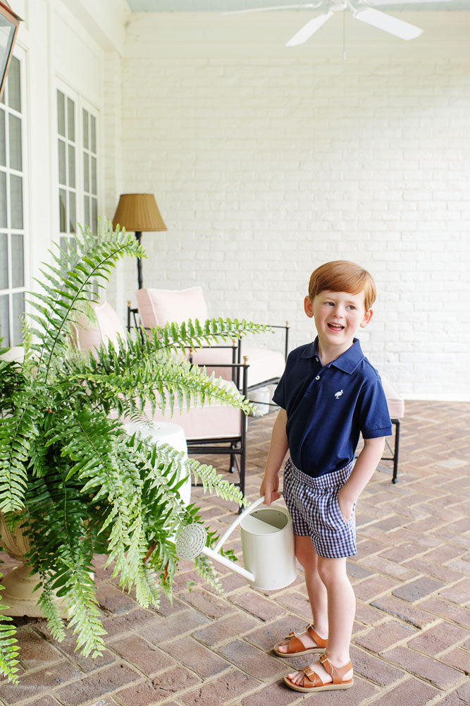 Prim & Proper Polo & Onesie - Nantucket Navy with Worth Avenue White Stork