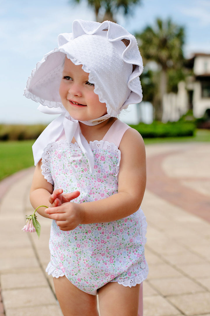 TBBC shops 12-18m yellow Sally sunsuit & M swiss dot bonnet