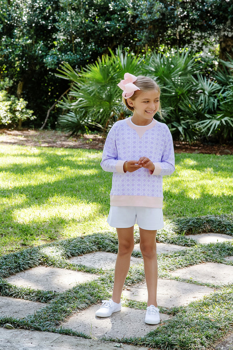 Shipley Shorts - Worth Avenue White with Bow & Stork