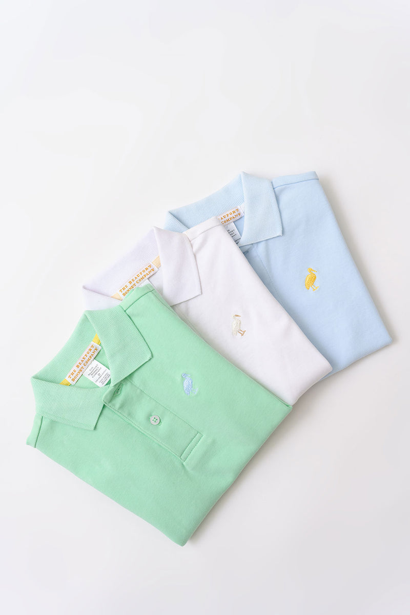 Prim & Proper Polo & Onesie - Buckhead Blue with Bellport Butter Yellow Stork