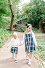 Long Sleeve Prim & Proper Polo & Onesie - Palmetto Pearl with Nantucket Navy Stork