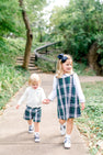 Long Sleeve Prim & Proper Polo & Onesie - Palmetto Pearl with Nantucket Navy Stork