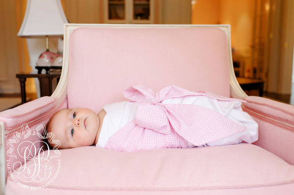 Bow Swaddle ® - Pink Greenbrier Gingham