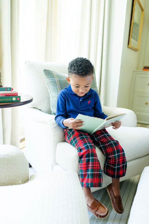 Long Sleeve Prim & Proper Polo & Onesie - Nantucket Navy with Richmond Red Stork