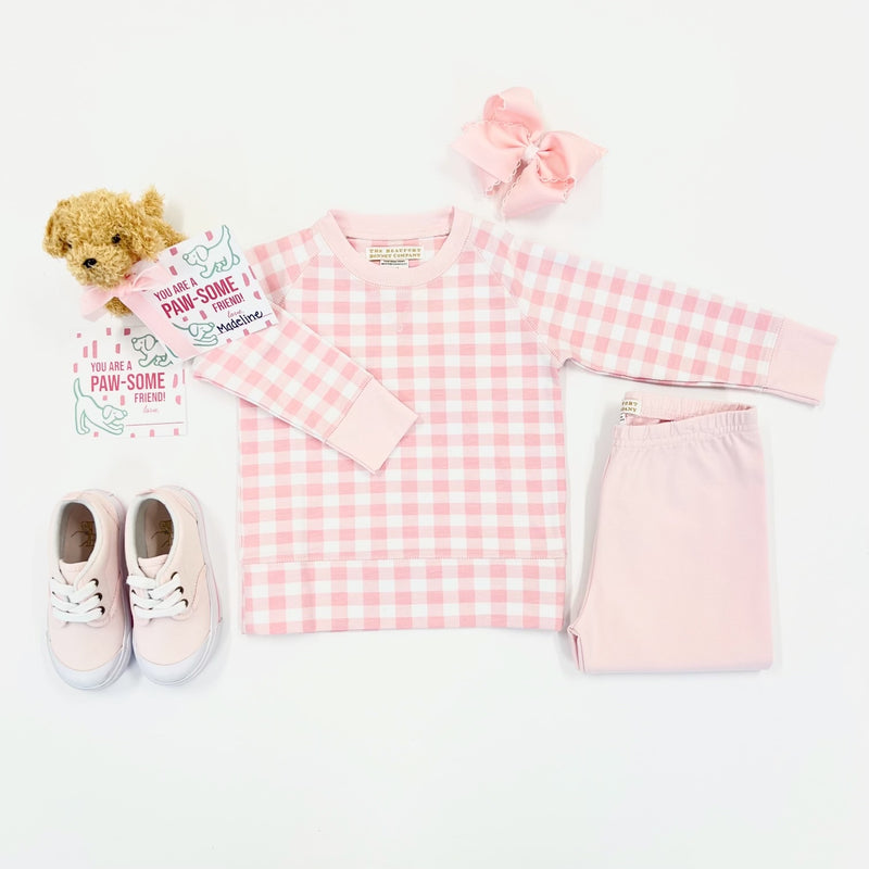 Cassidy Comfy Crewneck - Palm Beach Pink Gingham with Palm Beach Pink