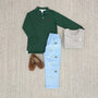 Long Sleeve Prim & Proper Polo & Onesie - Grier Green with Richmond Red Stork