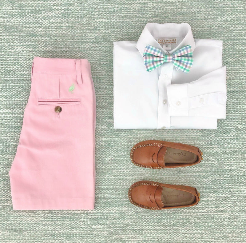 Charlie's Chinos - Palm Beach Pink with Mandeville Mint Stork