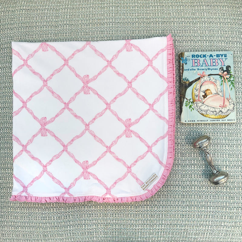 Baby Buggy Blanket - Belle Meade Bow with Pier Party Pink