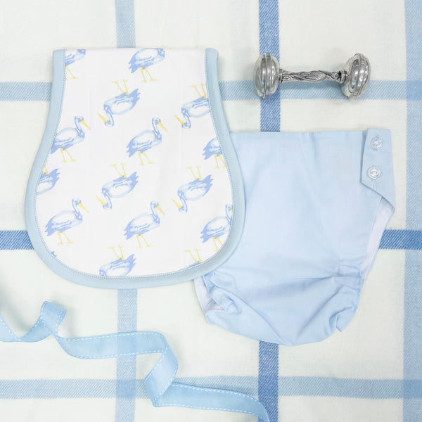 Oopsie Daisy Burp Cloth - Sir Proper Stork with Buckhead Blue