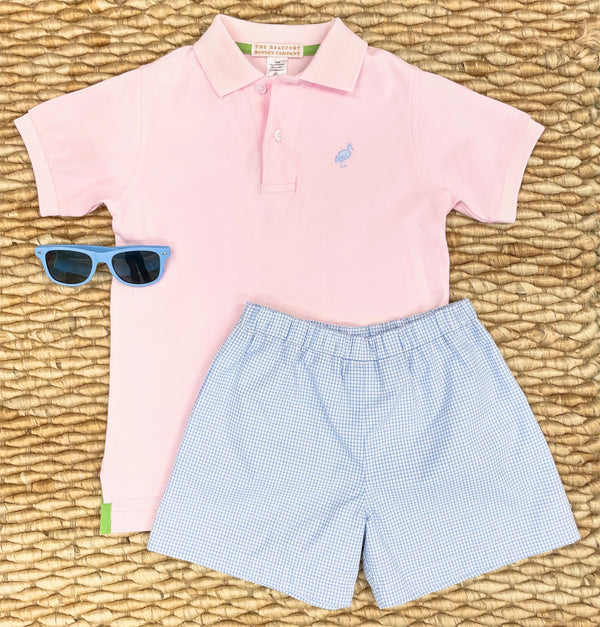 Prim & Proper Polo - Palm Beach Pink with Buckhead Blue Stork